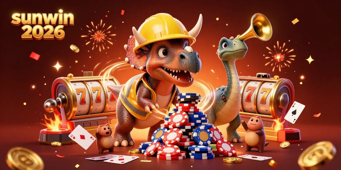 Experience the thrill of winning in sunwin 2026 with a vibrant 3D casino scene featuring joyful characters.