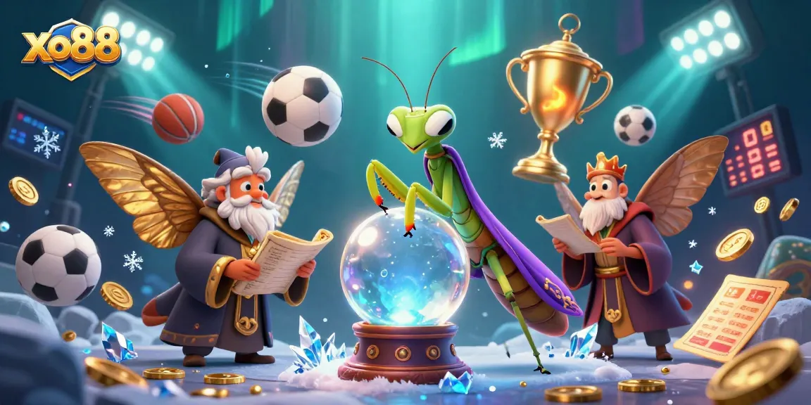 Experience the thrill of xo88 with a vibrant 3D casino illustration featuring fortune tellers and sports elements.