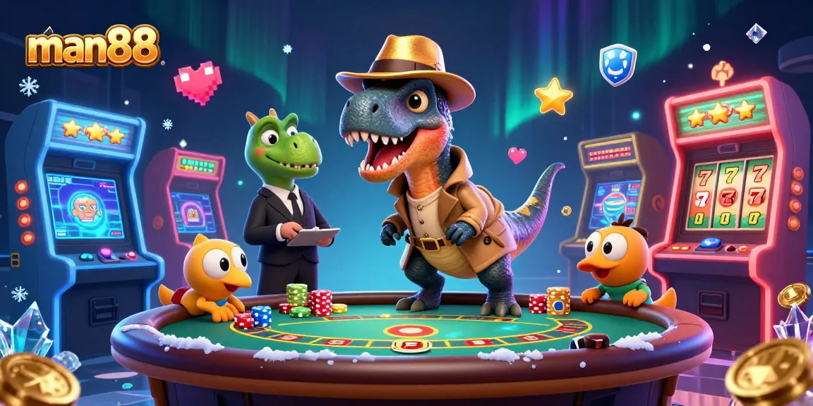 Engage with man88 as a velociraptor card counter sneaks chips at a lively blackjack table.