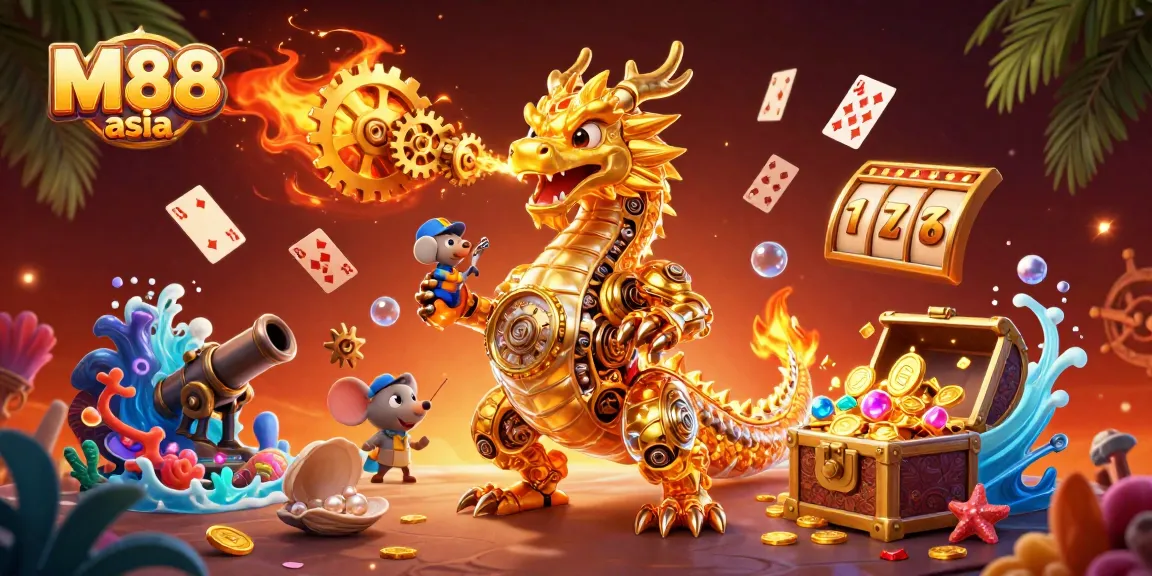 Experience thrilling wins at M88 asia with a dragon and riches in this vibrant online casino scene.