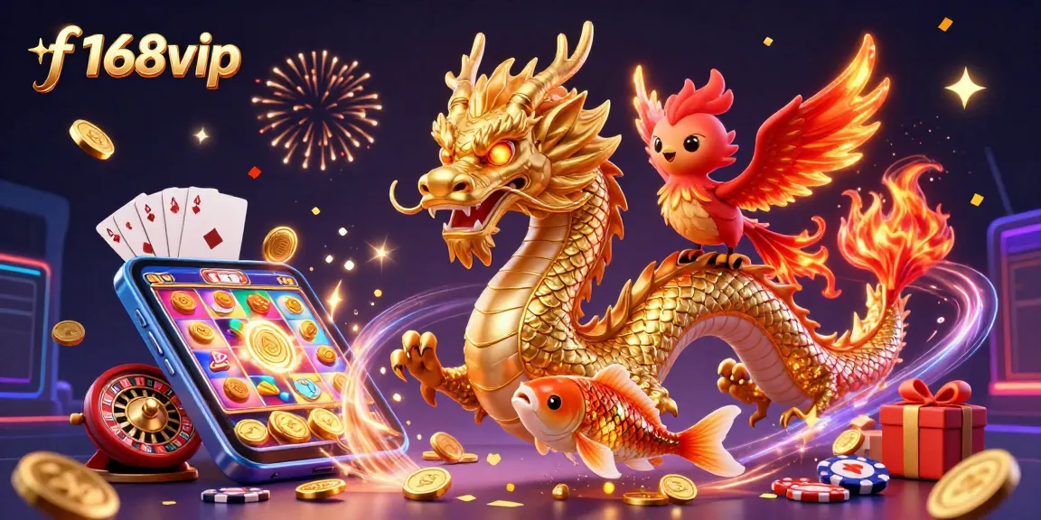 Experience thrilling games at f168vip with vibrant casino elements and enchanting creatures.