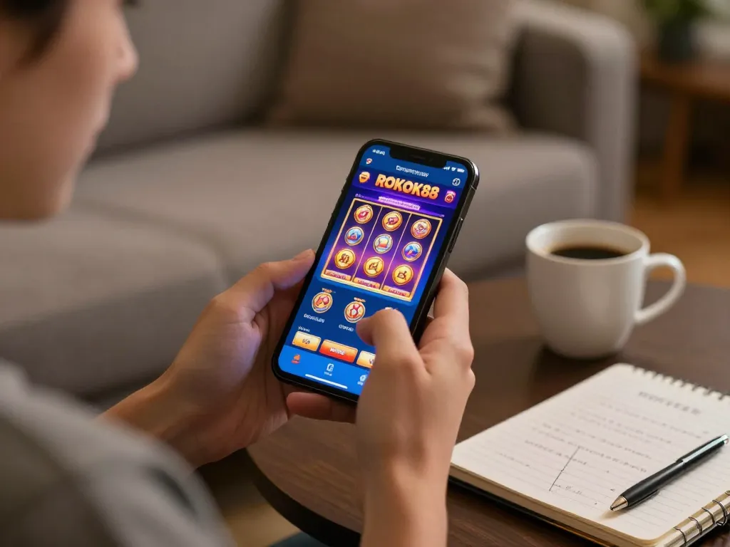 Berinteraksi dengan aplikasi mobile ROKOK88 untuk pengalaman bermain game online yang menarik di smartphone