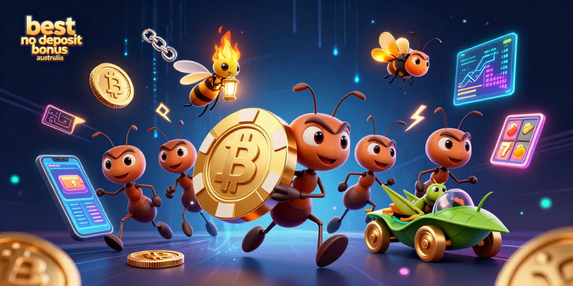Experience the thrill with the best no deposit bonus australia illustrated in a vibrant casino adventure scene.