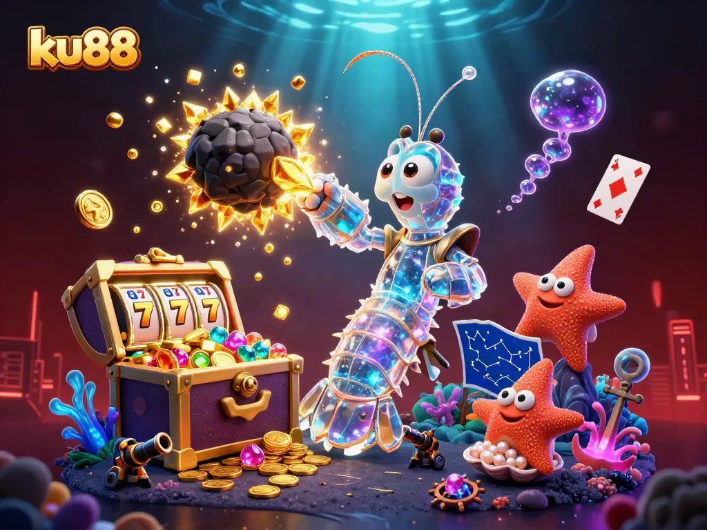 ku88 offers an exciting casino atmosphere with slots and jackpots exploding with gems and coins.