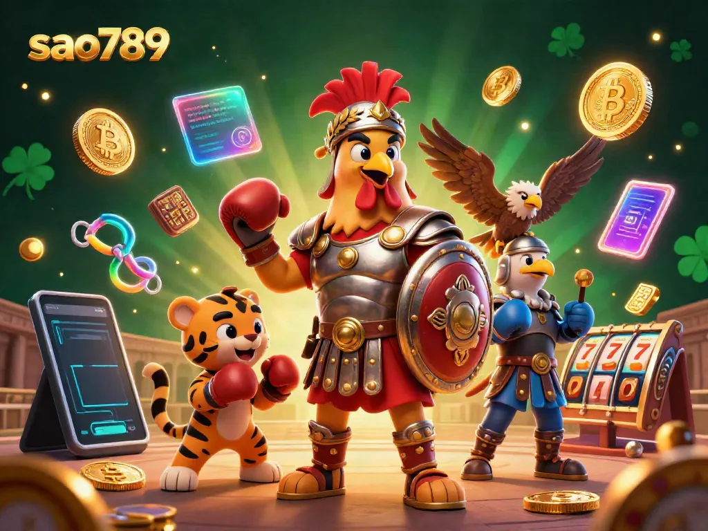 Experience exhilarating play with the sao789 casino, featuring vibrant slot reels and crypto coins.