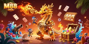 Experience thrilling wins at M88 asia with a dragon and riches in this vibrant online casino scene.